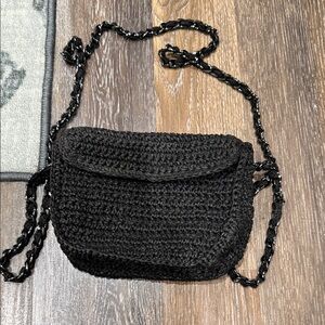 Elegant Black Crochet Shoulder Bag